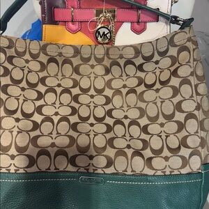 Coach Brown and Green Hobo Bag
